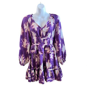 NWT ULLA JOHNSON Purple Emery Dress Cassis Blur 100% Silk Size 0